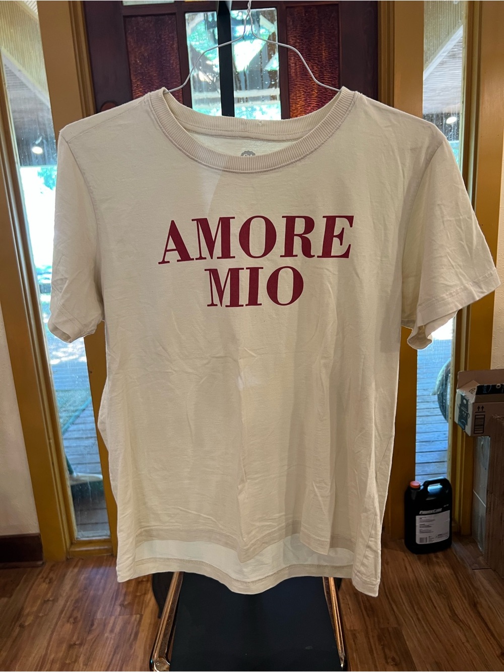 Amore Mio Graphic Short Sleeve Tee - Cream with Red Print - Picture 2 of 4